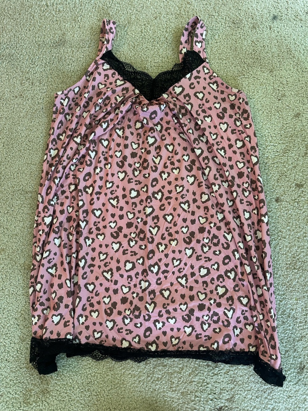 Pink Heart Leopard Print Night Dress